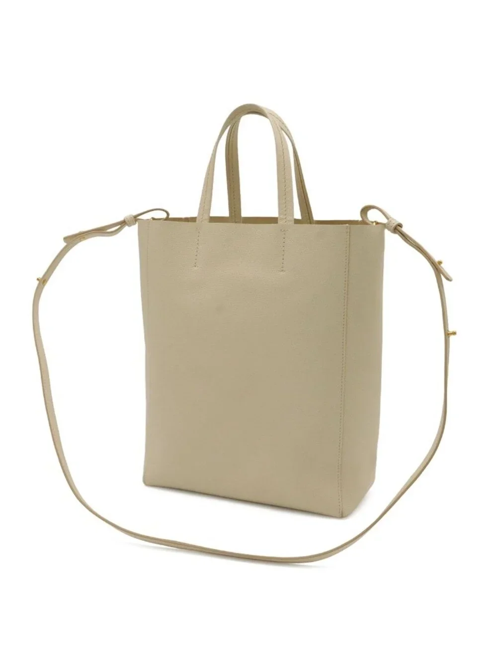 Celine Vertical Cabas Small Tote 2-Way Shoulder Bag Crossbody Leather Ivory